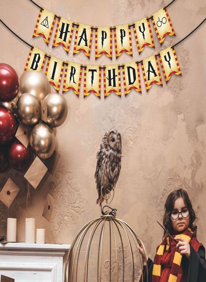 WOBBOX Orange & Red Colour Happy Birthday Bunting Banner/Harry Potter Theme Birthday Party/Happy Birthday Banner, Medium (WOBOX1882) - Image 5